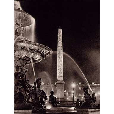 Brassai: Obelisk and fountains in the Place de la Concorde From "Paris by Night" 1933