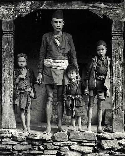 Kevin Bubriski: Tamang Father and Sons, Yarsa Village, Nuwakot, Nepal, 1984